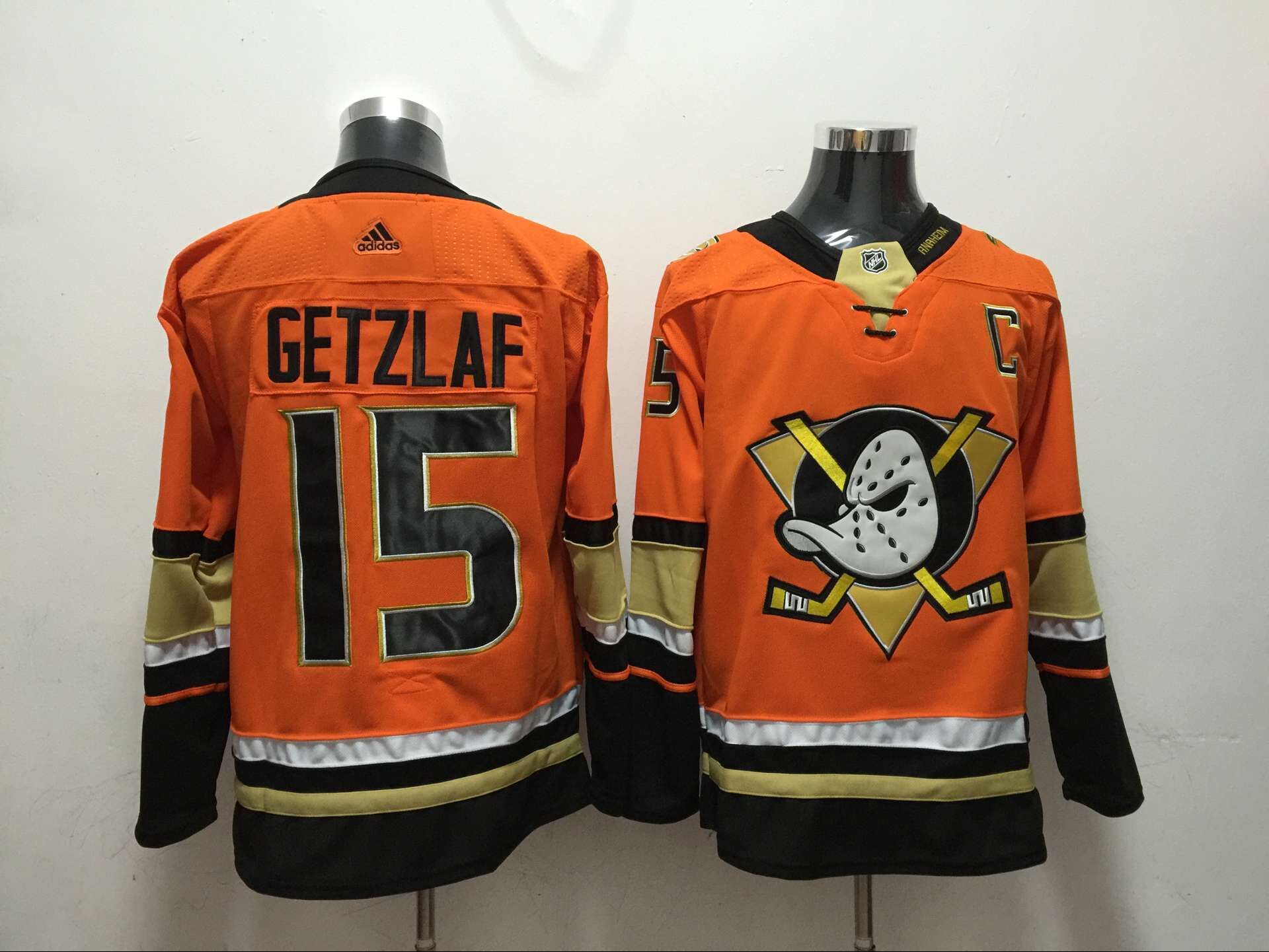 Men Anaheim Ducks 15 Getzlaf Orange Adidas Hockey Stitched NHL Jerseys